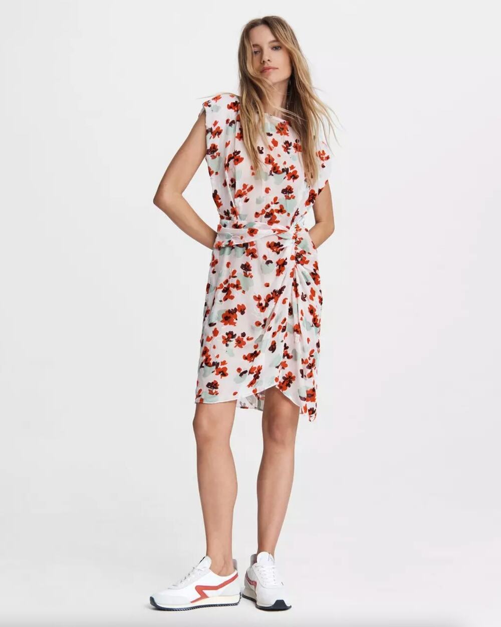 RAG & BONE Gigi Mini Dress Silk Velvet Burnout White Red Floral {N20}